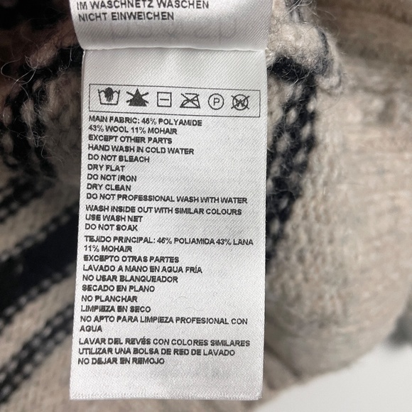 Ba&sh Bosco Striped Wool & Mohair Blend Sweater Pullover Grey Beige Black Small - Picture 9 of 13